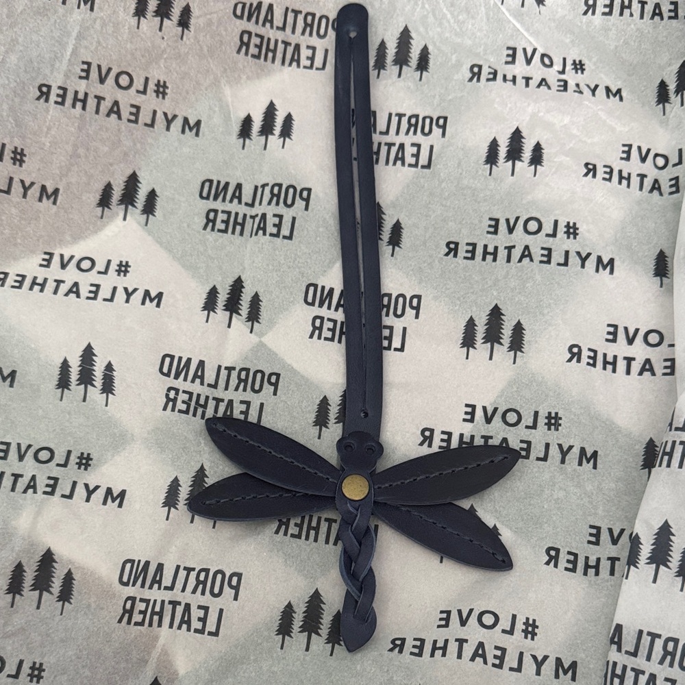 Blue Portland Leather Dragonfly Bag Charm Keychain NWT
